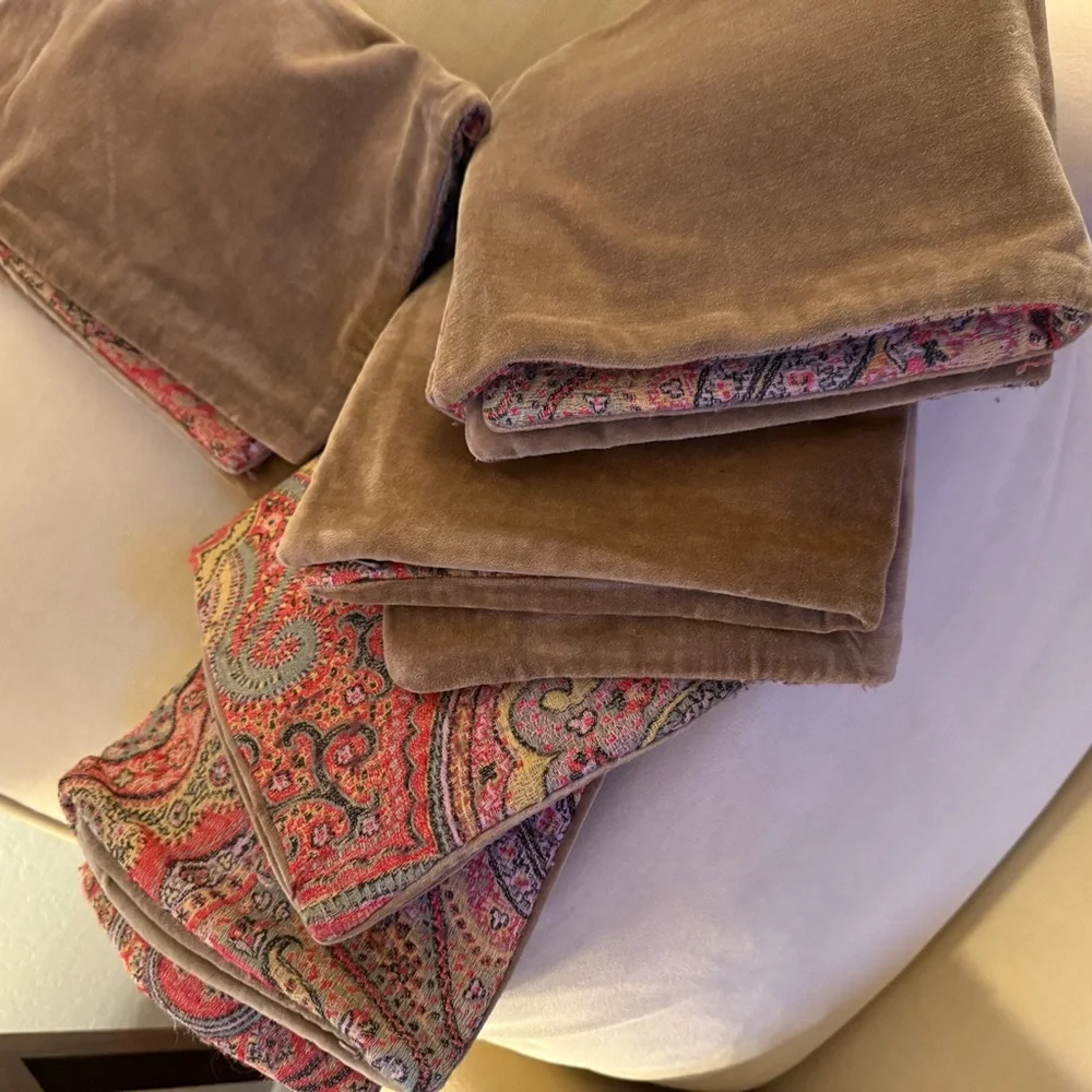 Set of 5 Pottery Barn Jacquard Paisley and Velvet Pillow Covers - Multicolor